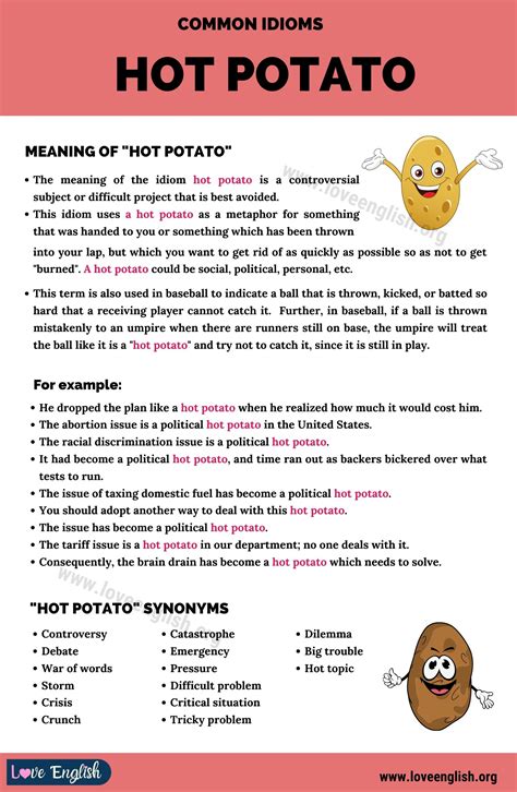 Hot Potato: Meaning and Example Sentences of the Term "Hot Potato" - Love English