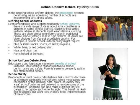 Uniforms School : For School Uniform Debate Facts