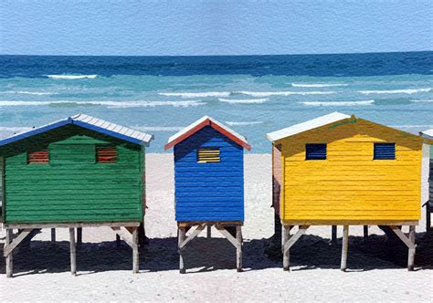 Beach Huts Watercolor Painting Free Stock Photo - Public Domain Pictures
