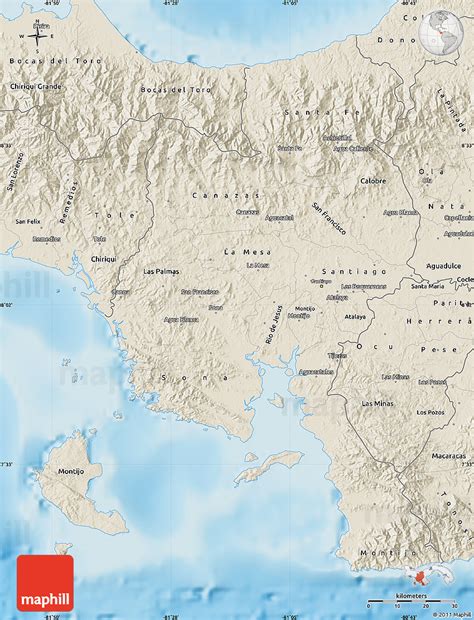 Shaded Relief Map of Veraguas