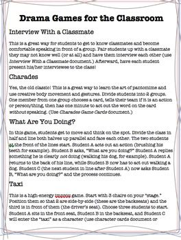 Drama Games for the Classroom (Grades 3+) by KC's Classroom | TpT