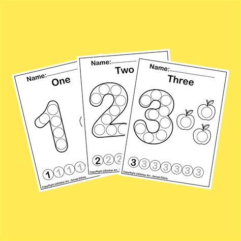 Numbers 123 Count Apples Dot Activity Free Preschool Coloring Sheets