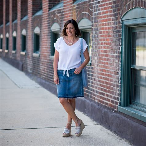 Denim & White Outfit with Patterned Espadrilles | Jo-Lynne Shane