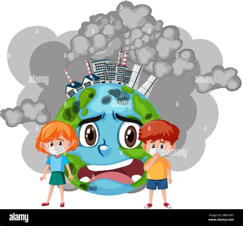 Poster design for stop pollution with children and sad world illustration Stock Vector Image ...