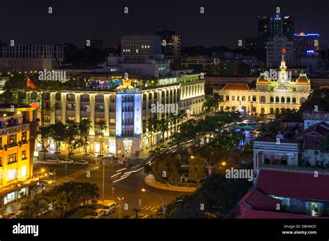 The Saigon, Ho Chi Minh City skyline illuminated at night, Vietnam, Asia Stock Photo - Alamy