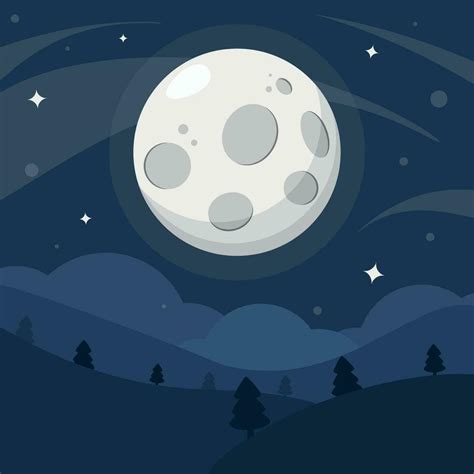 Vector cartoon of moon and stars landscape, night sky 35057754 Vector Art at Vecteezy