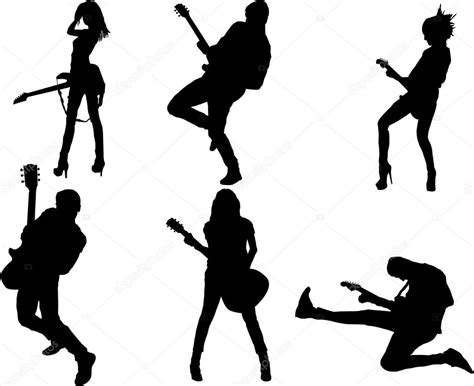 Set of guitar player silhouette — Stock Vector © miloskontra #90758640