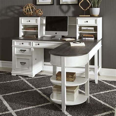 Liberty Furniture Allyson Park 417-HOJ-LSD Transitional L-Shaped Desk with Hutch | Royal ...