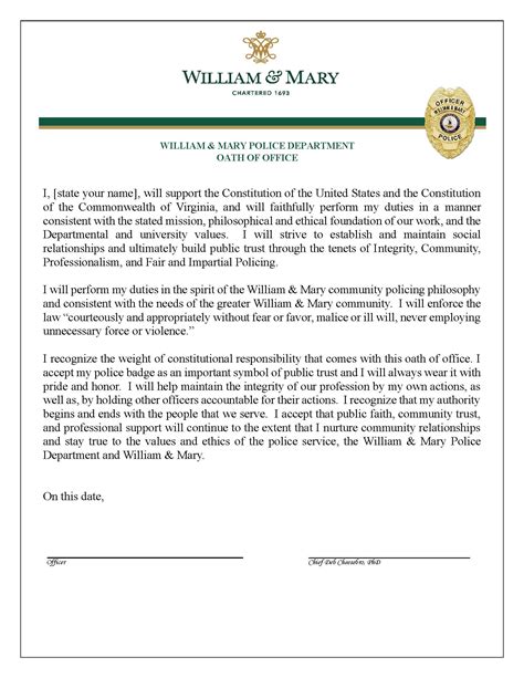 Mission Statement & Oath of Office | William & Mary