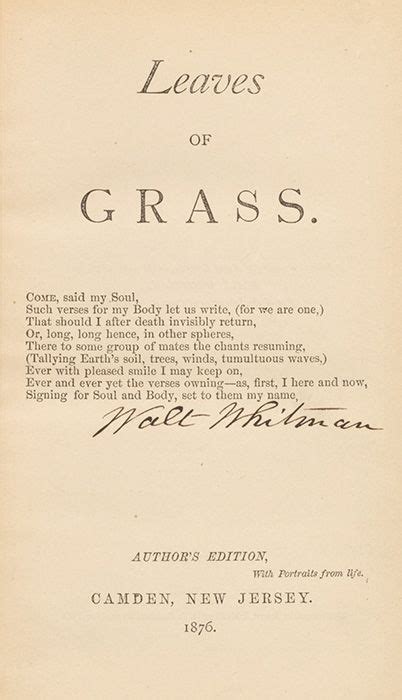 Leaves of Grass - First Edition - Signed - Walt Whitman - Bauman Rare Books Walt Whitman Poetry ...