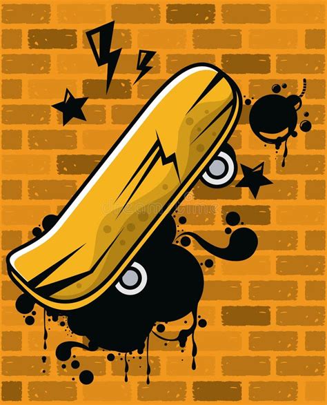 Graffiti Urban Style Poster with Skateboard Stock Vector - Illustration of skateboard, graffiti ...