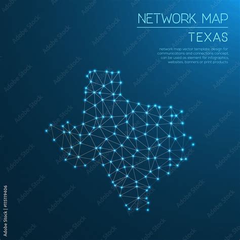 Texas network map. Abstract polygonal US state map design. Internet connections vector ...