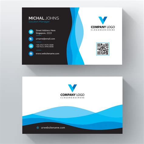 Blue wavy vector business card template | Free business card templates, Vector business card ...