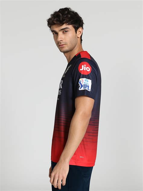 Buy Men Navy Blue and Red RCB 2023 Replica Jersey From Fancode Shop.