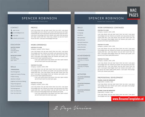 For Mac Pages: Simple Resume Template / CV Template for Mac Pages, Cover Letter, Curriculum ...