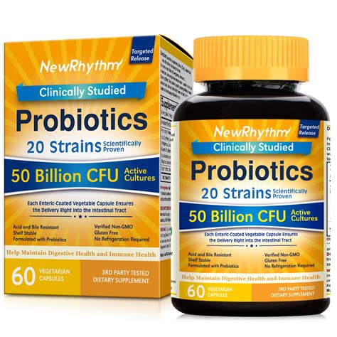 NewRhythm Probiotics 50 Billion CFU 20 Strains, 60 Veggie Capsules, Targeted... 701236975147 | eBay