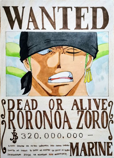 Zoro bounty wanted poster – Artofit