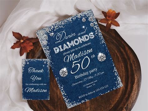 Denim and Diamonds Invitation for Any Age, Editable Denim and Diamonds Birthday Theme - Etsy