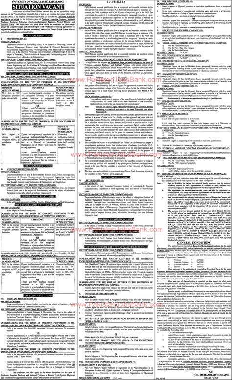 UAF Jobs 2013 December University of Agriculture Faisalabad Faculty ...