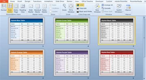 Free Table Templates for PowerPoint