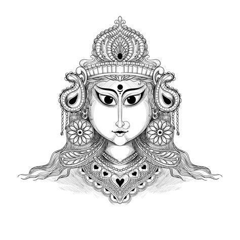 Beautiful navratri decorative sketch 1270700 Vector Art at Vecteezy