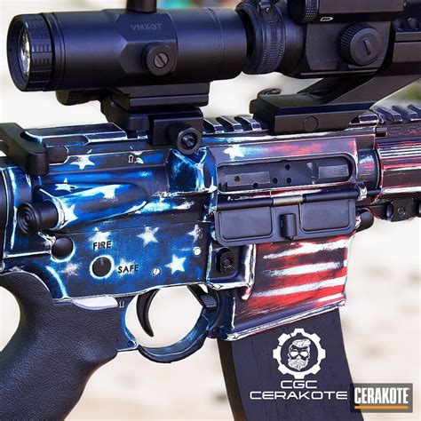 AR-15 - Texas Flag/American Flag | Cerakote