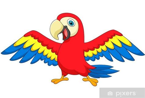 Cute parrot bird cartoon Wall Mural • Pixers® - We live to change в ...