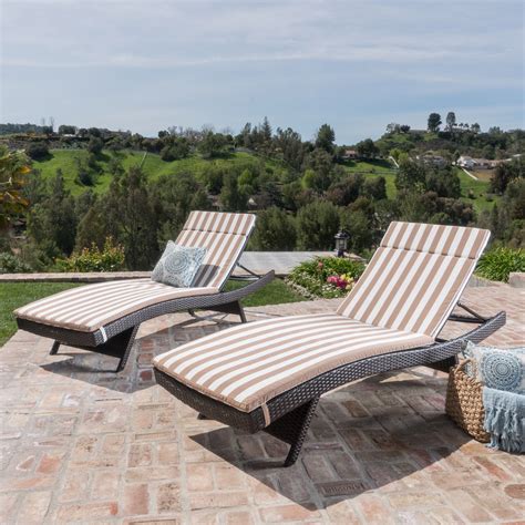 Anthony Outdoor Chaise Lounge Cushions, Set of 2, Brown and White Stripe - Walmart.com - Walmart.com