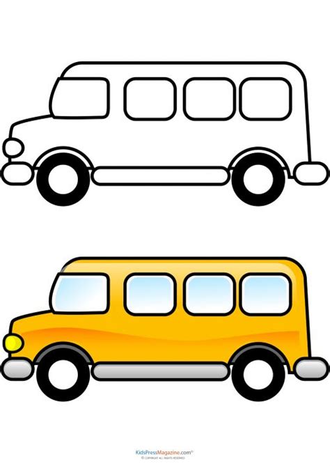 Match Up Coloring Pages – School Bus - KidsPressMagazine.com | School bus drawing, Drawing for ...