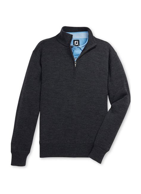 FootJoy Men's Heather Charcoal Lined Performance Half-Zip Sweater | Custom 1-4 Zip Pullover