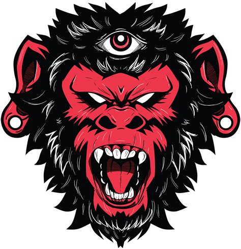 Demon Monkey vector illustration / t shirt design | Monkey tattoos, Monkey illustration, Monkey art