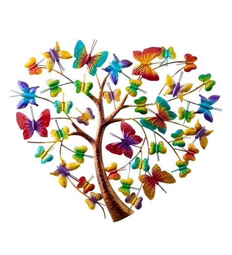 Handcrafted Colorful Metal Butterfly Heart Tree Wall Art | Colorful & Bright | Shop by Look ...