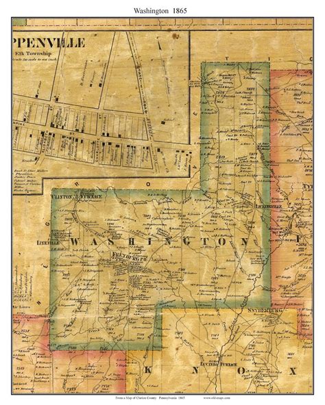 Washington Township 1865 Old Town Map With Homeowner Names - Etsy