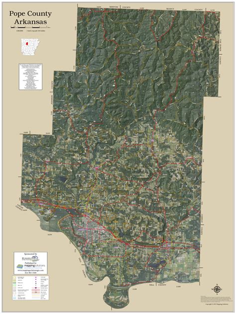 Pope County Arkansas 2019 Aerial Wall Map | Mapping Solutions