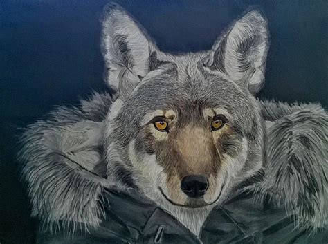 Red wolf in fur Coat C.E.A. Pastel by Alec Carr - Pixels