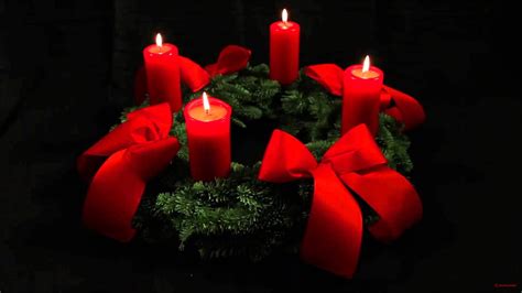 4th Advent Wreath - German Adventskranz - with four candles lit for the fourth Sunday of Advent ...