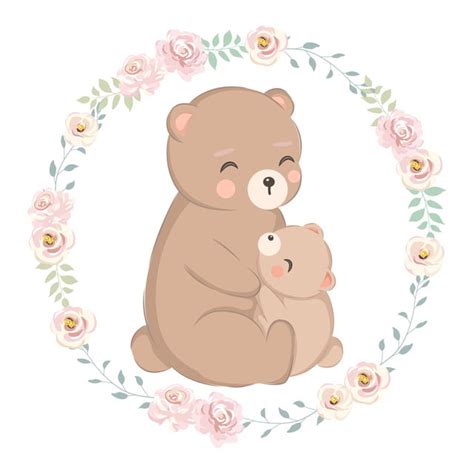 Mommy Bear Vector Art PNG, Mommy Bear And Baby Bear Illustration For ...