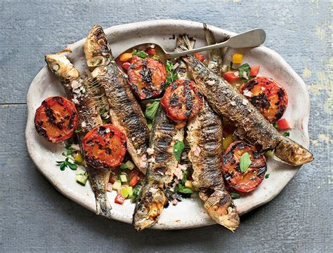 Grilled Sardines and Tomatoes with Crunchy Herb Dressing Recipe | goop