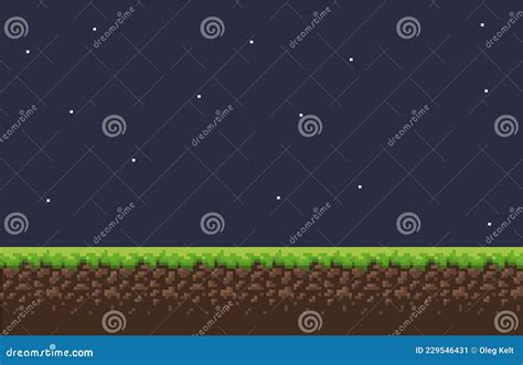 Pixel Art Ground With Stones Background. Seamless Soil Texture Backdrop ...