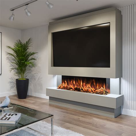 Pre-Built Media Wall with Electric Fireplace - Package 10 – Firefly ...