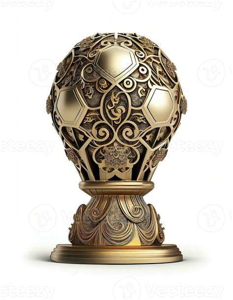 Gold football trophy on white background, created with generative AI ...