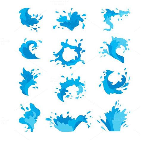 Water splashes vector set | Water splash vector, Water drawing, Drawings