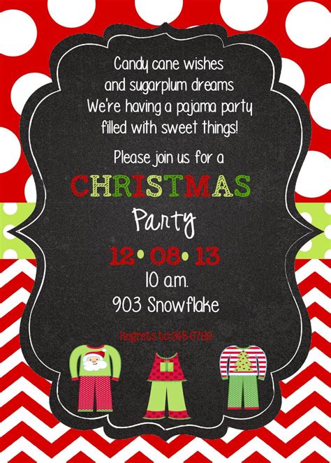 Christmas Pajama Party Invitation-digital- printable- pj party by stickerchic on Etsy ...