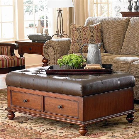 20 Collection of Brown Leather Ottoman Coffee Tables