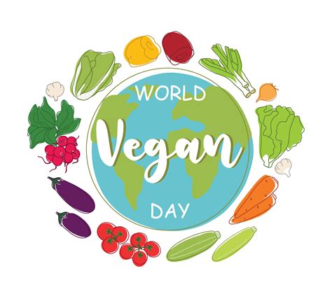 World Vegan Day. Vector hand drawn illustration with planet and vegetables. Illustration is for ...