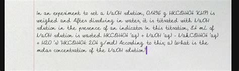 Solved In an experiment to set a NaOH solution, 01496 g | Chegg.com