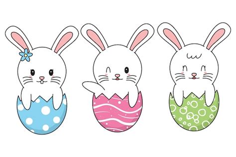 Premium Vector | Cute easter bunnies easter day bunny clipart