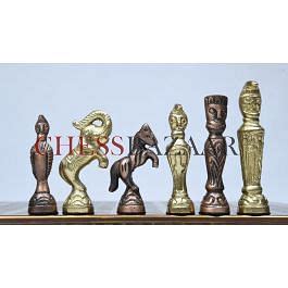 Clearance - Brass Chess Set Handmade Antique Finish Vintage Style Figure Chess Set in Antique ...