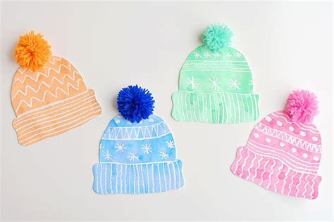 Kids Winter Hat Art Project With DIY Pom Poms (one little project | one little project) | Fun ...