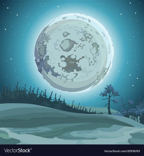 Cartoon background big moon at night over Vector Image